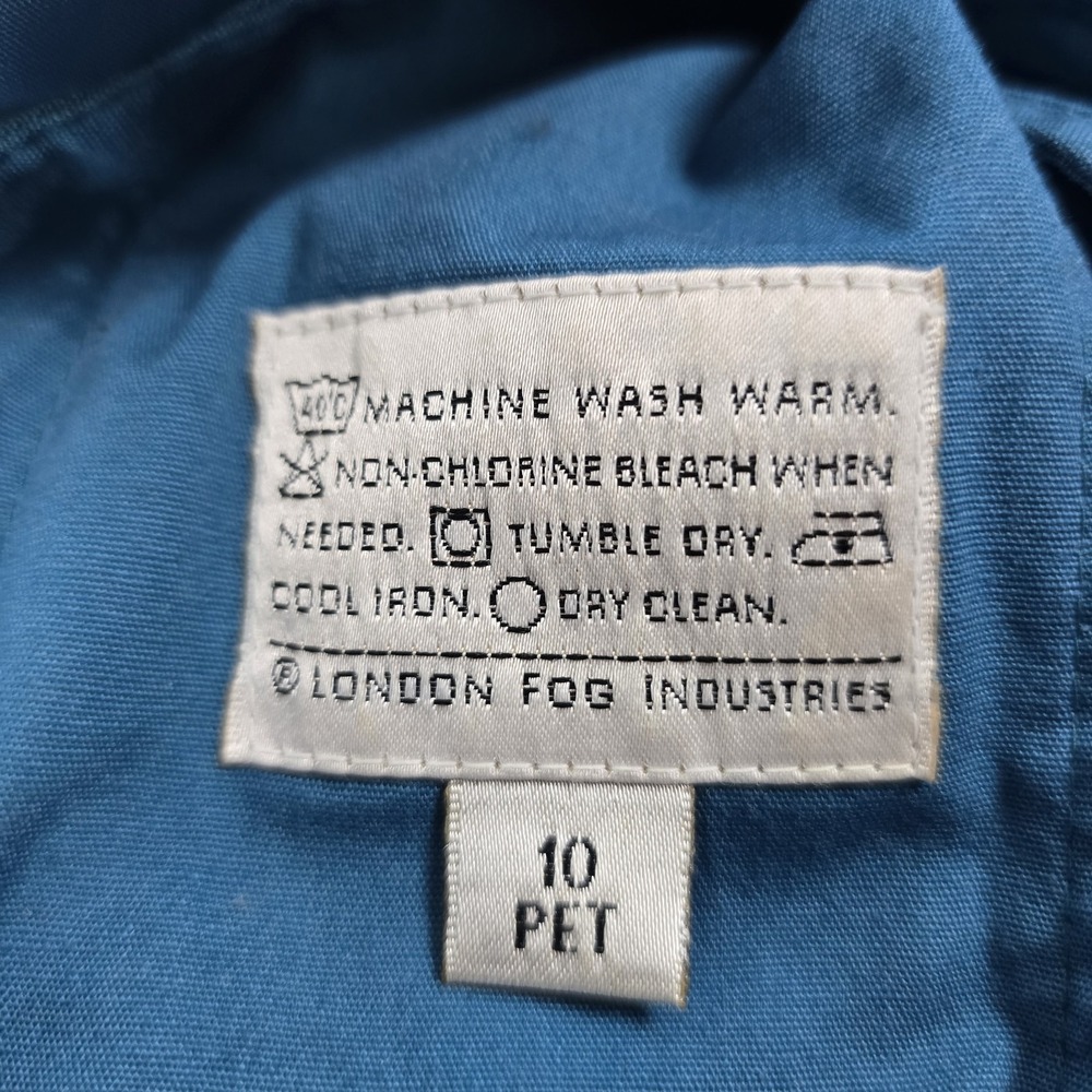 London Fog Limited Edition Womens Teal Long Lined Rain Coat Button Size 10P - Picture 7 of 9